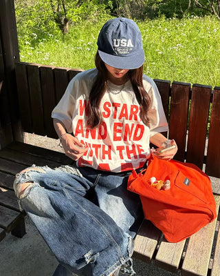 (Unisex) Pigment Wash Half T-Shirt