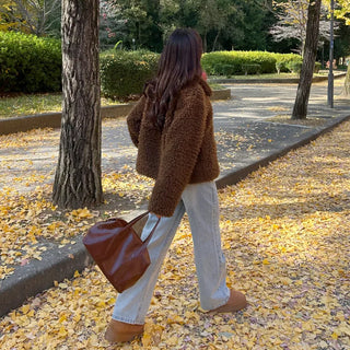 Boa fur quilted short coat