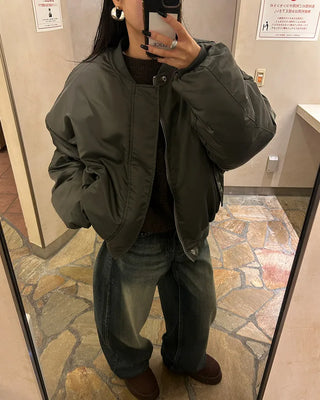 (Unisex) Gathered Sleeve Military Blouson