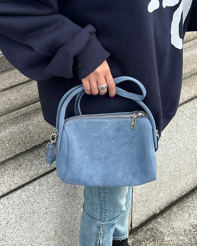 2-Way Suede Mini Handbag Boston Bag