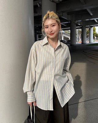 Double Stripe Wrinkle Loose Shirt