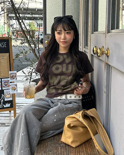Full lettering semi-cropped T-shirt