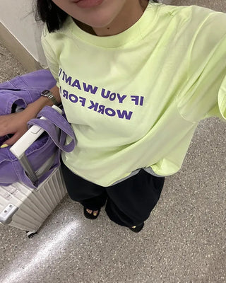 Lettering Layered Hem Half T-Shirt