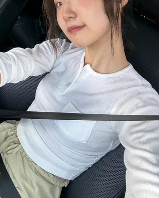 Ribbed Shirring Knit T-Shirt