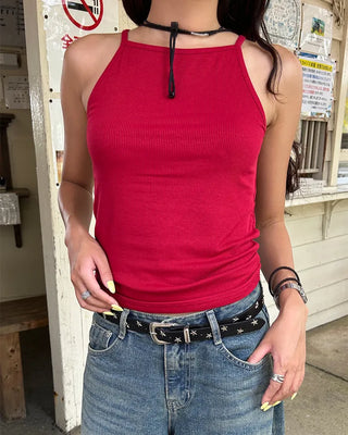 Simple ribbed slim American camisole
