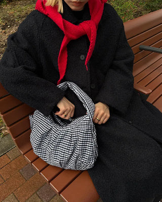 Tartan check one-shoulder hobo bag