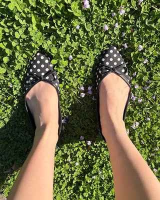 Polka dot almond toe pumps