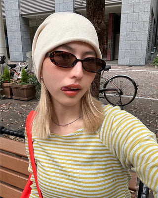 Rolled hem knit beanie
