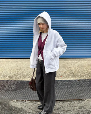 (Unisex) Double Zip Fleece-Lined Hoodie