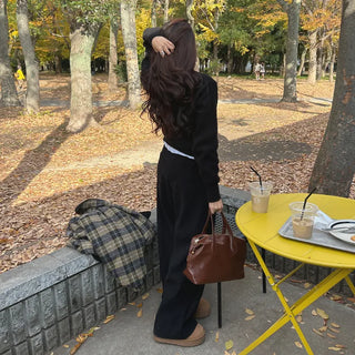 Corduroy strap wide pants