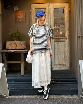 Bust Stitch Mix Border Half T-Shirt