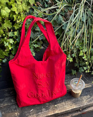 Bold lettering stitch tote bag