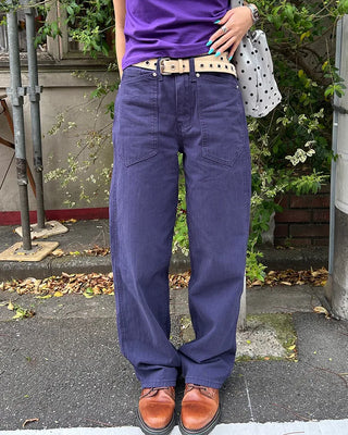 Pentagon pocket herringbone striped cotton pants