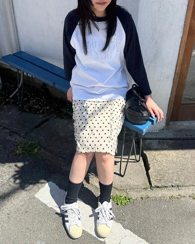 Polka Dot Frill Line Easy Skirt