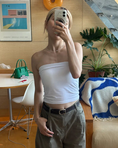 Cropped Slim Tube Bra Top