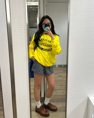 Checked drawstring waist shorts