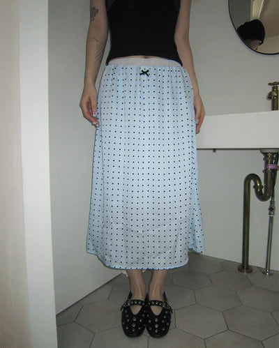 Ribbon Dot Satin Trapeze Skirt