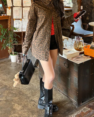 (Unisex) Leopard Half Coat