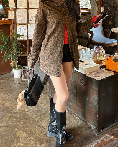 (Unisex) Leopard Half Coat