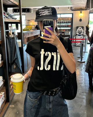 First Lettering Half T-Shirt