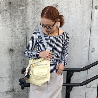 Striped U-neck long-sleeve T-shirt