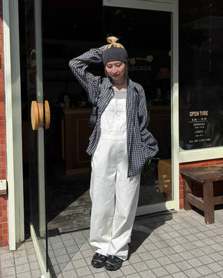 Wide silhouette cotton overalls