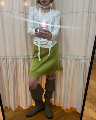 Simple satin trappé mini skirt