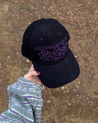 Triple Flower Stitch Corduroy Cap