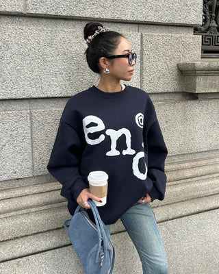 (Unisex) end lettering brushed fleece sweatshirt