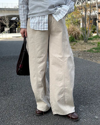 Curved center seam cotton pants