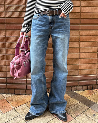 Low-rise straight denim pants