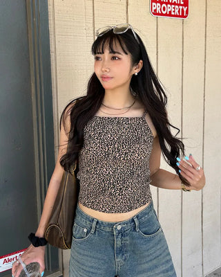 Leopard print semi-cropped camisole