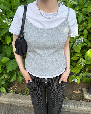 Round neck simple ribbed camisole