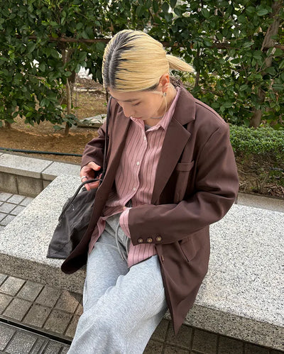 Drop-shoulder double pinstripe shirt