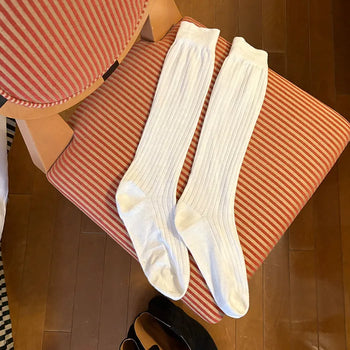 See-through ribbed long socks