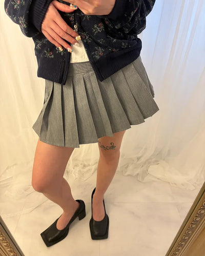 Pleated micro mini skirt pants