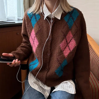 Argyle Button Cardigan
