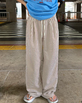 Wrinkle Wide Stripe Pants