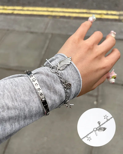 Wing Star Charm Chain Bracelet