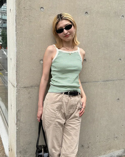Striped ribbed camisole