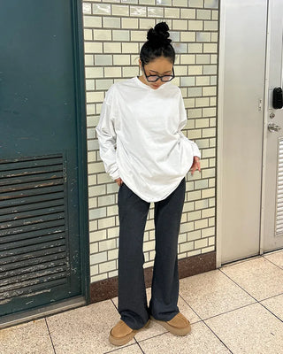 (Unisex) Simple Loose Long Sleeve Cut and Sewn