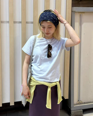 Crew neck semi-cropped short-sleeve T-shirt