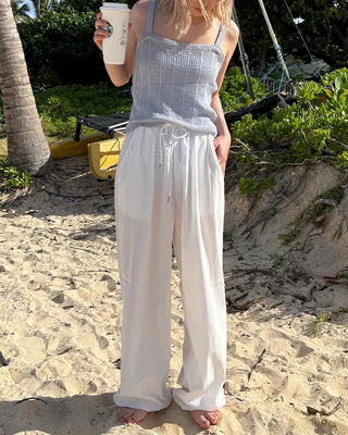 (Unisex) Drawstring Waist Rayon Pants