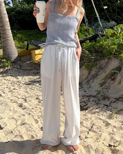 (Unisex) Drawstring Waist Rayon Pants