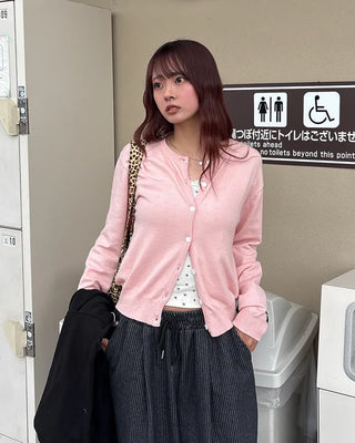 Round neck basic cardigan