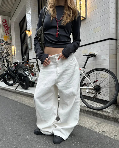 Silver Rivet Wide Cotton Pants