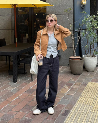 Suede cropped jacket