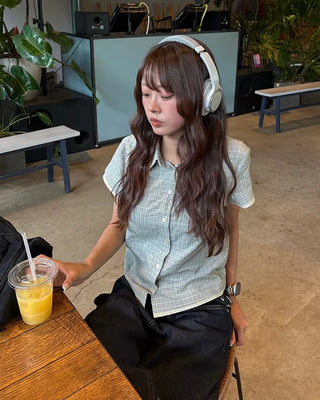 Graph Check Seersucker Layered Half Shirt