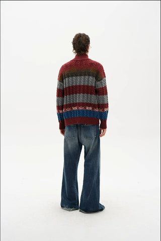 [MASONPRINCE] Fair Isle Cable Knit Wool Blend Cardigan