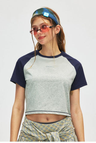 [Monterest] Raglan Sleeve Color Block Slim Fit Tee